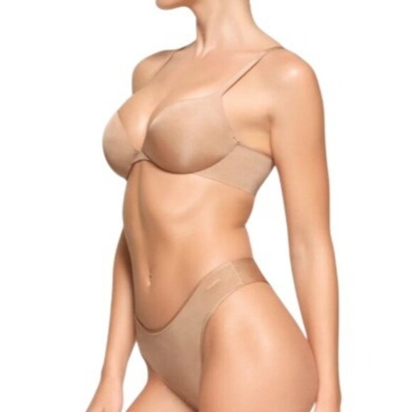 Skims 32DD Ultimate Collection Push-Up Plunge Bra Clay Beige NWT MSRP $60 - Picture 5 of 5